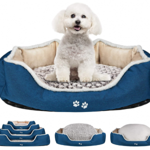 Deluxe 65cm Dog Bed with Reversible Pillow (Cool & Warm), Super Soft Sleeping Pet Bed